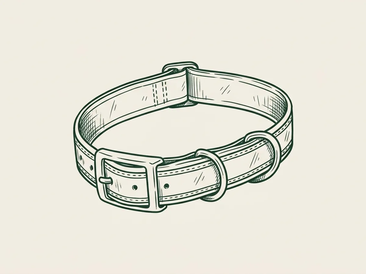 A single reflective dog collar shown centered against an open background, with subtle hatching suggesting reflective trim.