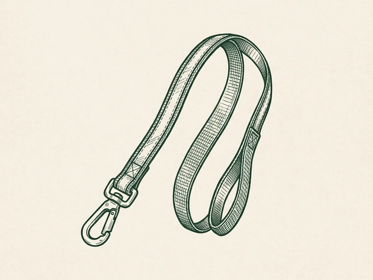 A single reflective dog leash shown centered against an open background with a natural draping curve.