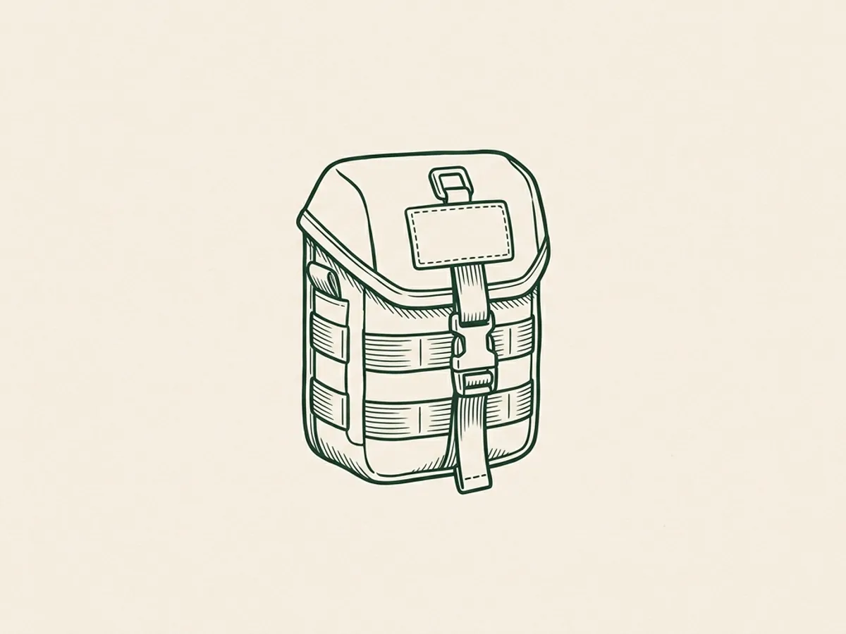 A single rectangular tactical dog pouch with one strap threaded through MOLLE webbing, centered against open space.